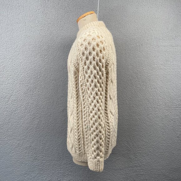 Vintage Mens Irish Fisherman Sweater KAM Knitwear Aran Hand Knits Wool 42 Medium - Picture 2 of 14